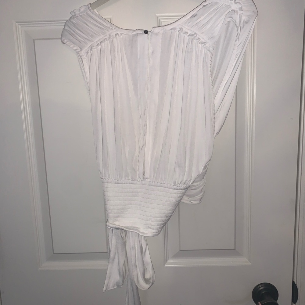 Free people white blouse with tie in back